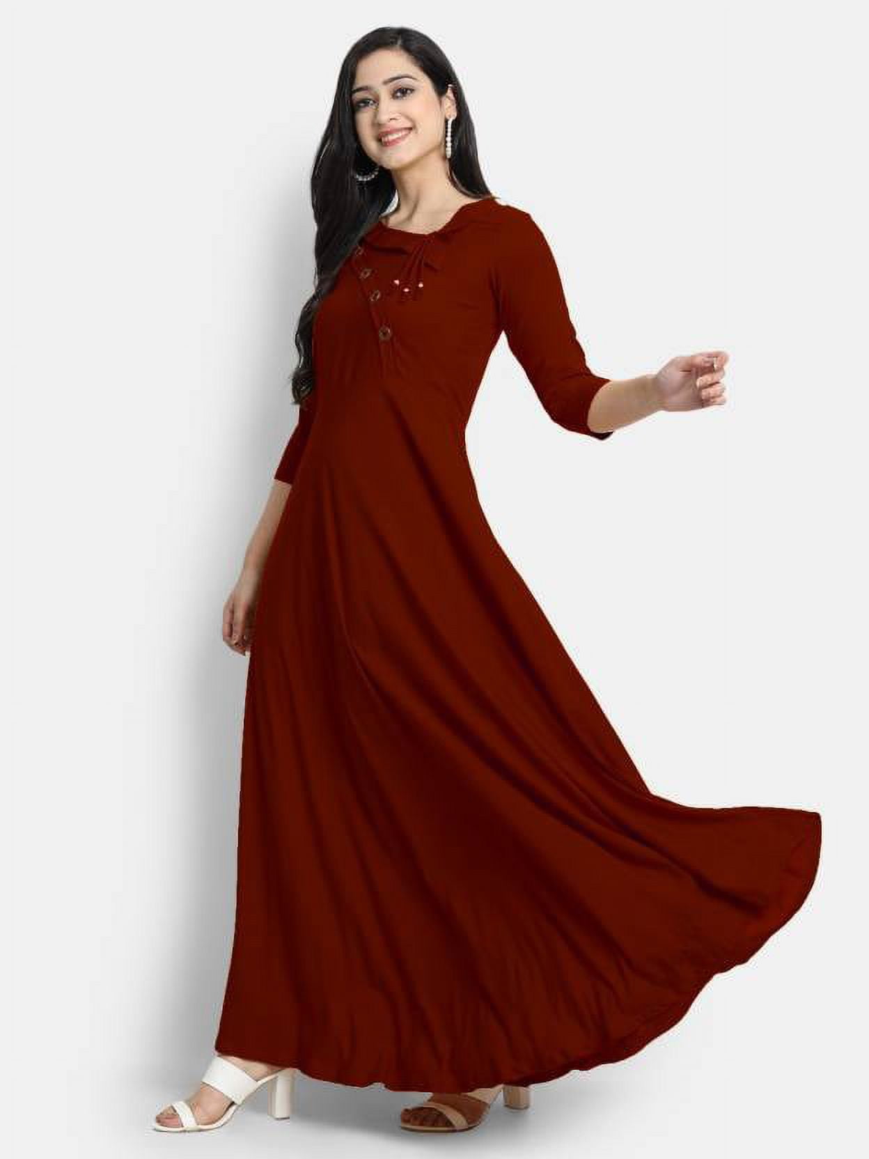 maroon faux georgette readymade gown with dupatta online fabgo20180 fabanza